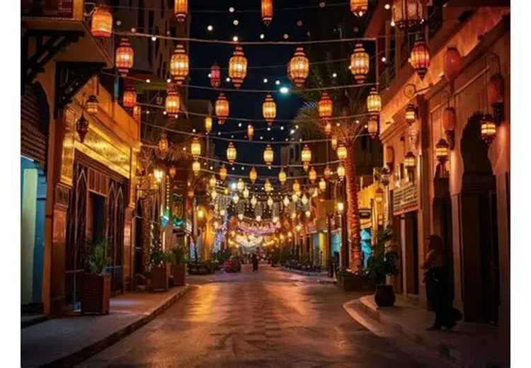  Không khí trang trí đèn lồng Ramadan tại một khu phố Dubai