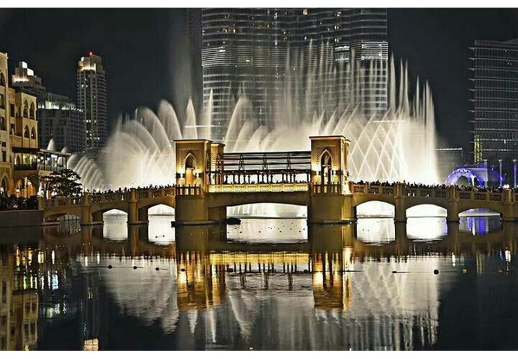 Nhìn ra cầu Souk Al Bahar nhìn ra đài phun nước Dubai