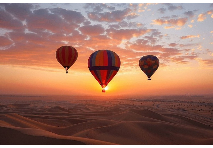  Toàn cảnh sa mạc Dubai nhìn từ khinh khí cầu lúc mặt trời mọc